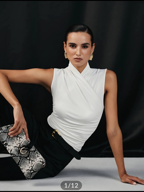Commense Tops - Cross Neck Ruched Fitted Tank Top